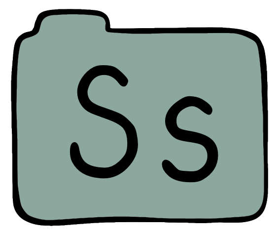 light green file folder with capital and lowercase S on it.